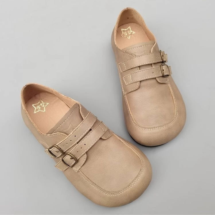 Women's Retro Square Toe Casual Buck Flat Loafers for Wide Feet