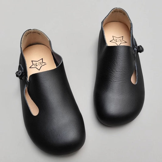 Women's Handmade Cowhide Leather Flats – Soft, Non-Slip & Vintage Style