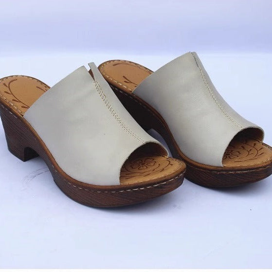 Women's Vintage Platform Block Heel Open Toe Mule Sandals