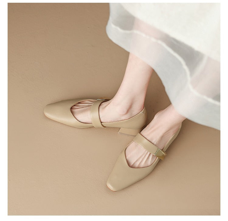 Women's Leather Business Mary Jane Heel Pump