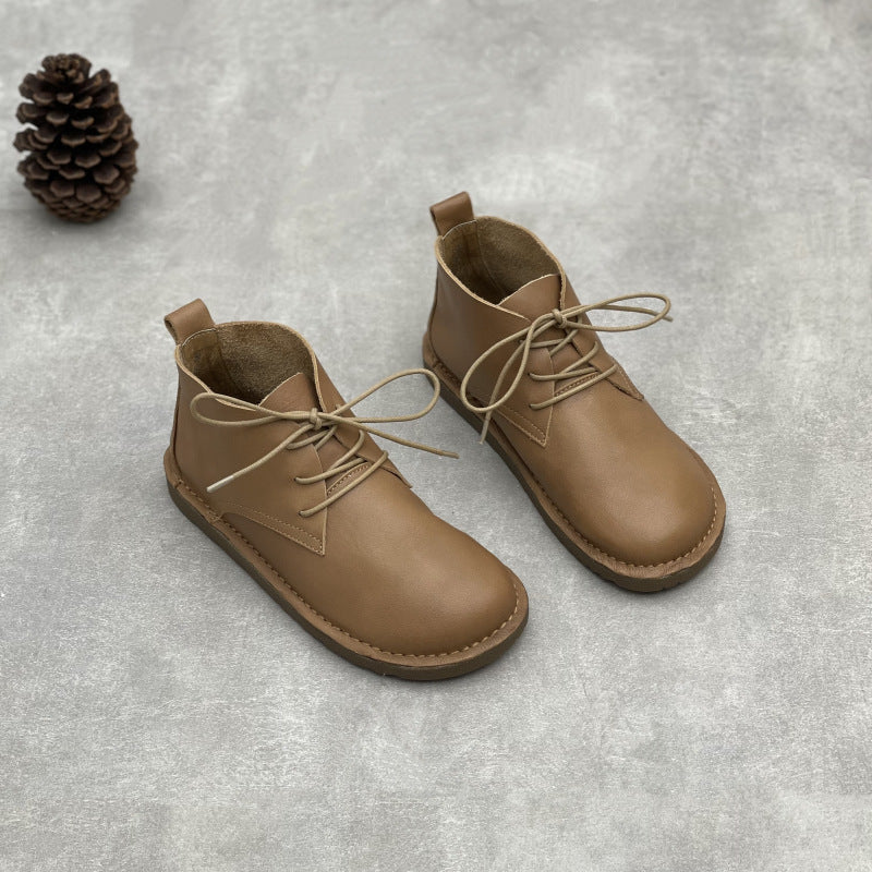 Women's Minimalist Leather Lace-Up Ankle Boots – Everyday Style