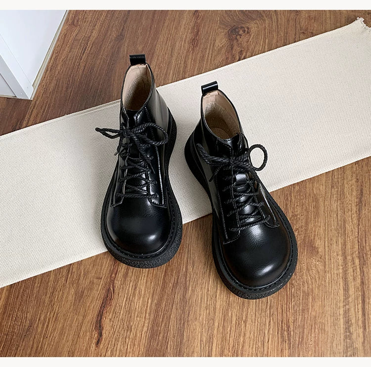 Women's Ankle Boots Lace Up Casual Low Heel Short Booties