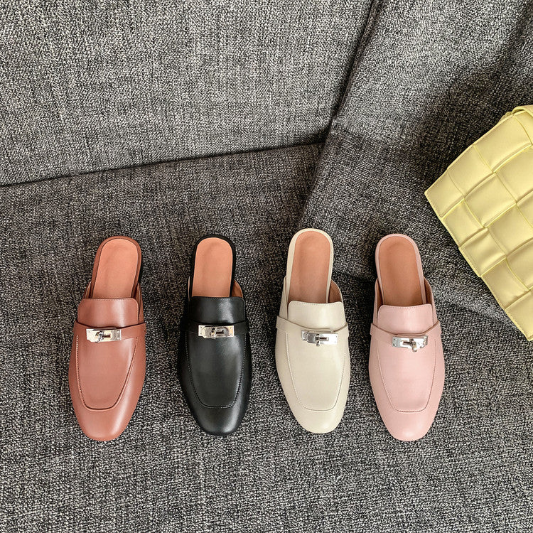 Women's Handmade Leather Classic Comfort Mule Shoes