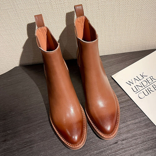 Women's Pointed Leather Handmade Chelsea Boot