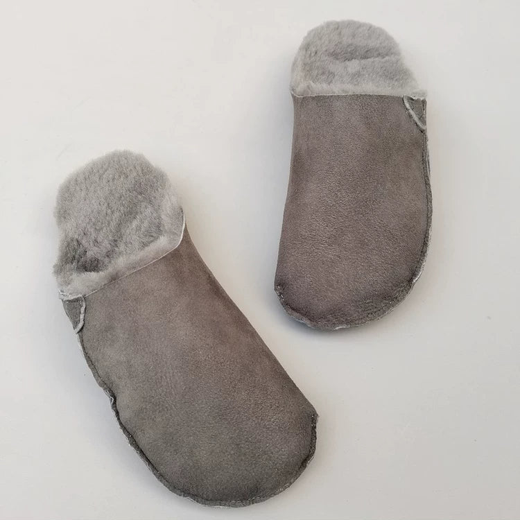 Women's Genuine Shearling Mules Winter Warm Fur Lined Slip On Slippers Clogs