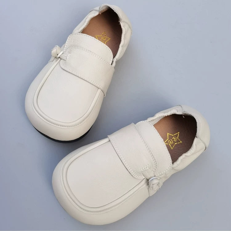 Women's Wide Toe Box Genuine Leather Loafers Soft Flat Slip On Comfort Shoes