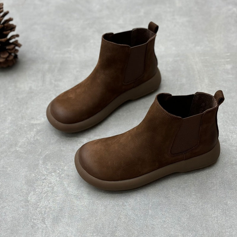 Genuine Leather Vintage Soft Leather Chelsea Style Women's Ankle Boots