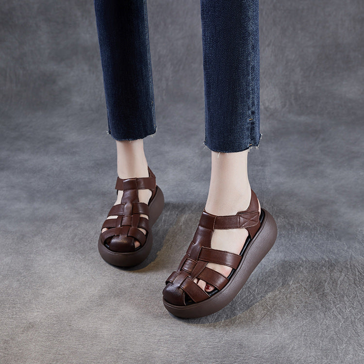 Women's Platform Leather Fisherman Sandals – Handmade Casual Summer Shoes