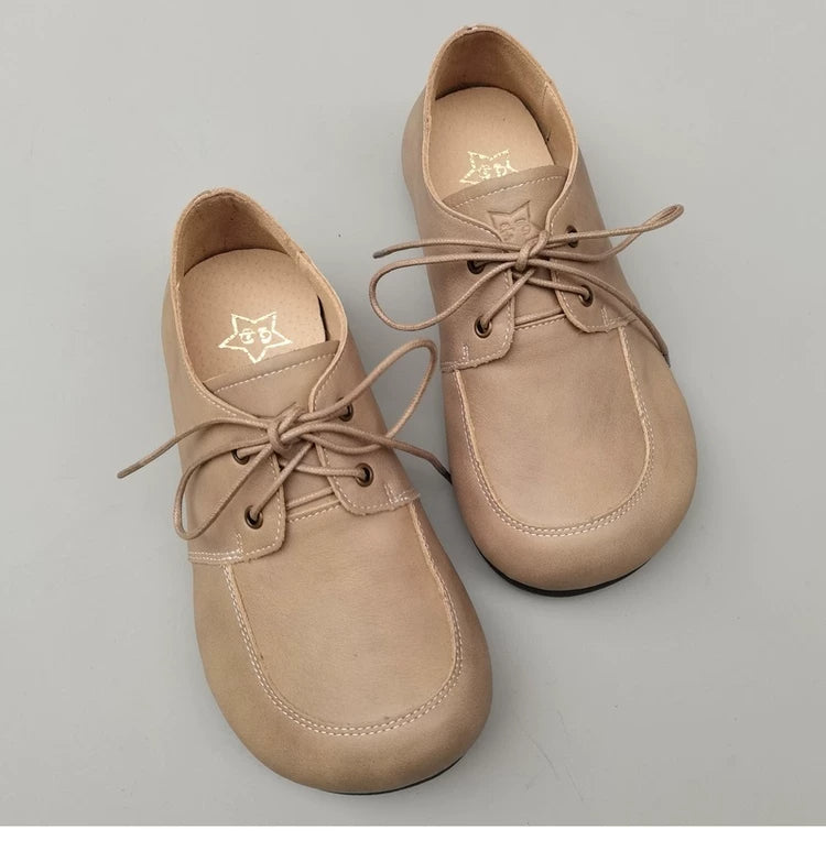 Women's Wide Toe Box Genuine Leather Lace-Up Shoes – Comfort Oxfords for Wide Feet & Bunions