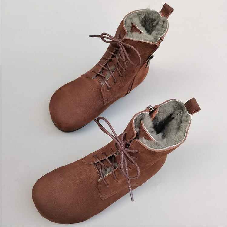 Women's High-Top Winter Boots – Vintage Handmade Cowhide Warm & Comfortable