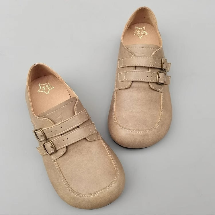 Women's Retro Square Toe Casual Buck Flat Loafers for Wide Feet