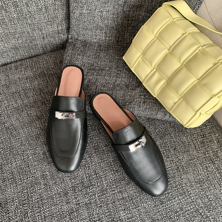 Women's Handmade Leather Classic Comfort Mule Shoes