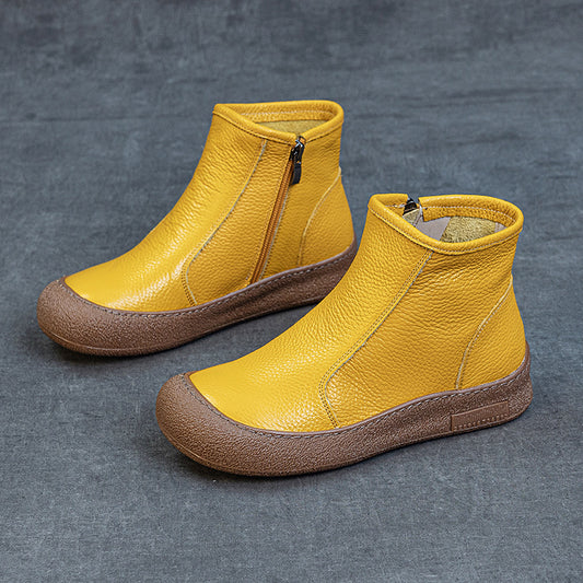 Women's Casual Round Toe Zipper Ankle Boots – Everyday Style