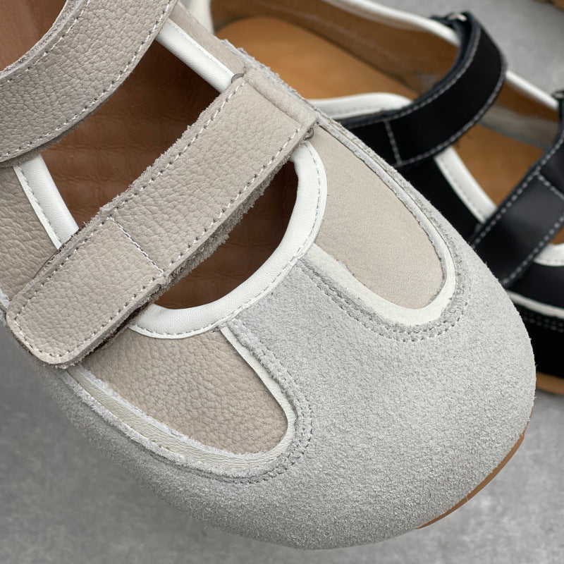 Women’s Cute Leather Mary Jane Sneakers – Casual Velcro Strap Comfortable Shoes