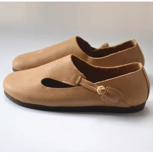 Women's Casual Flat Soft Leather Minimalist Style Slip-on Shoes