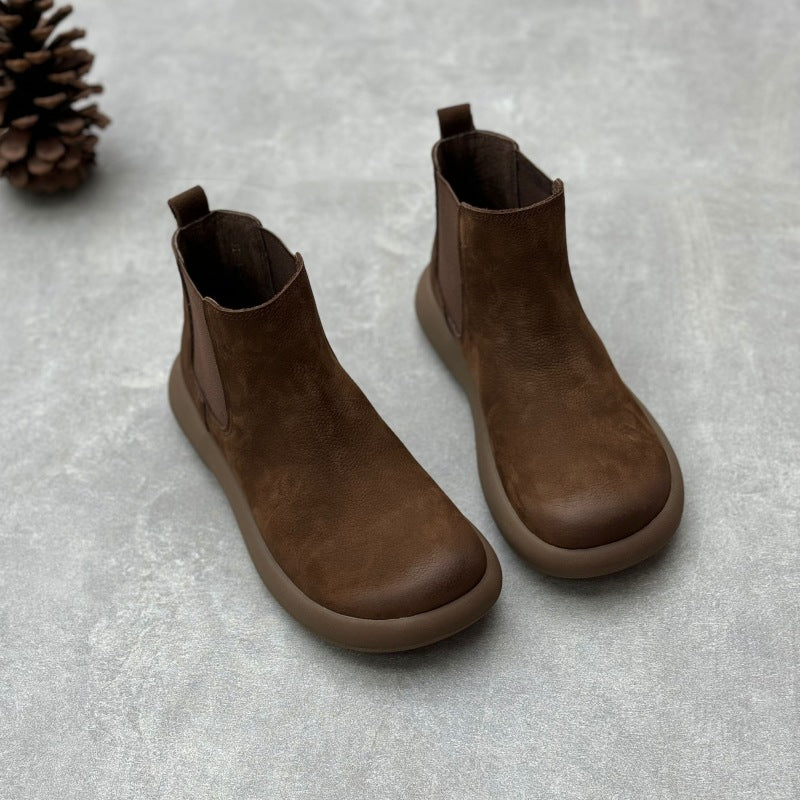 Genuine Leather Vintage Soft Leather Chelsea Style Women's Ankle Boots