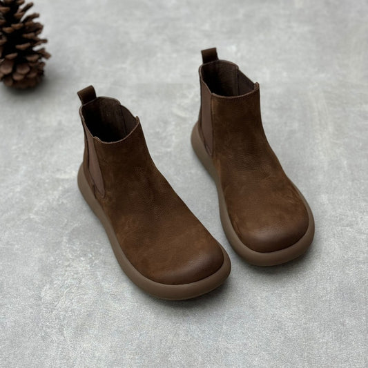 Genuine Leather Vintage Soft Leather Chelsea Style Women's Ankle Boots