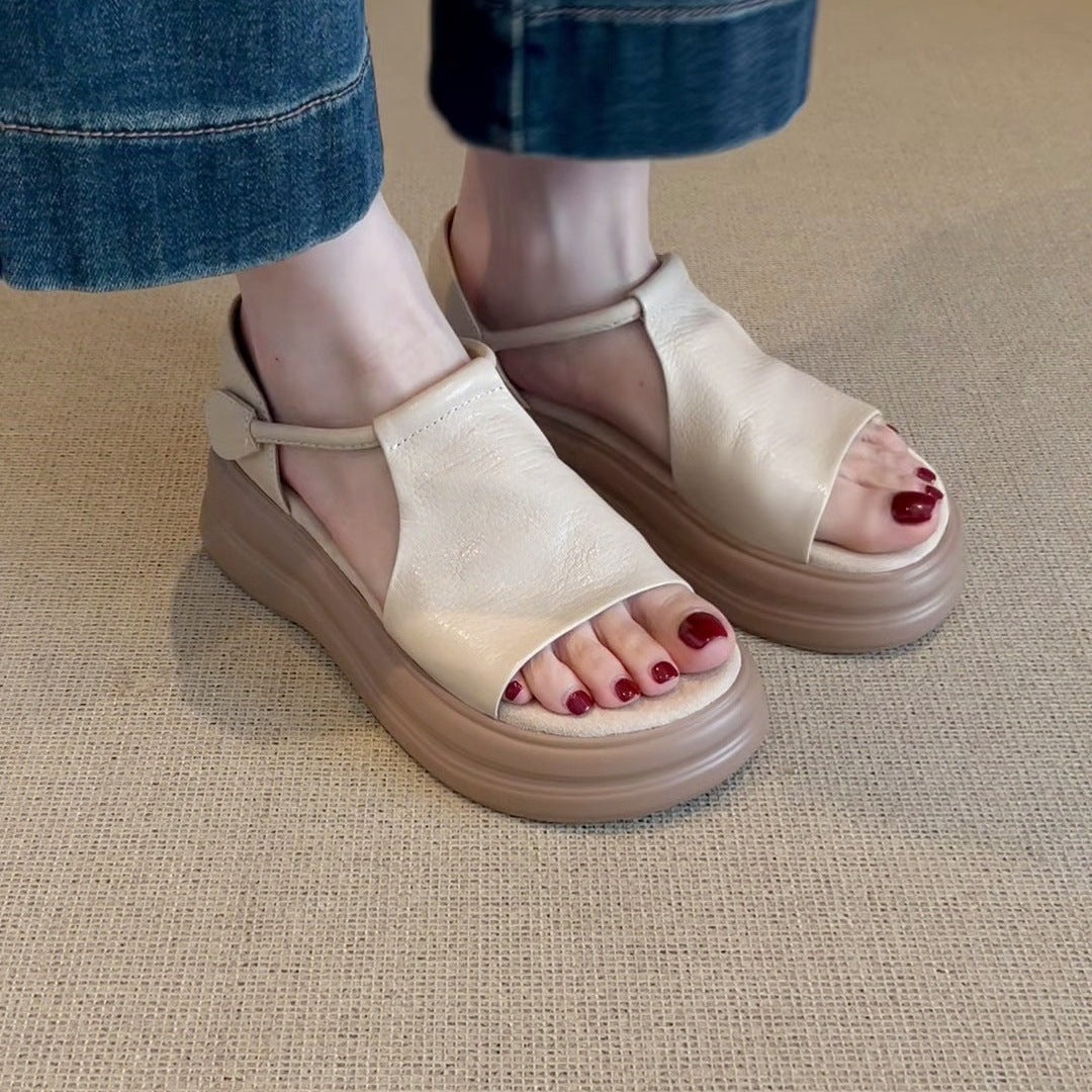 Chic Women's Summer Velcro Sandals – Open-Toe Platform Style