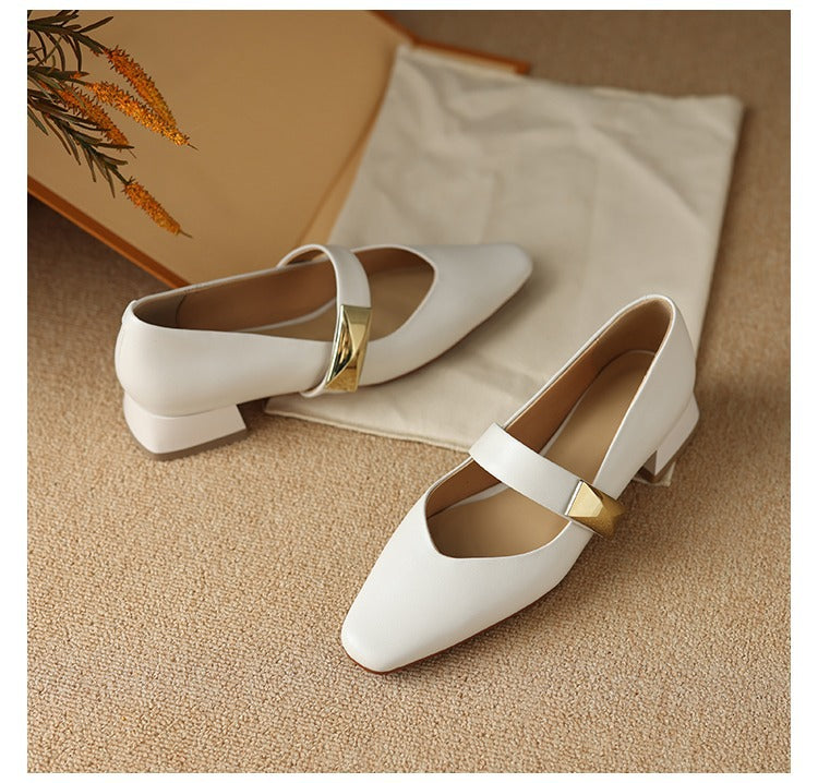 Women's Leather Business Mary Jane Heel Pump