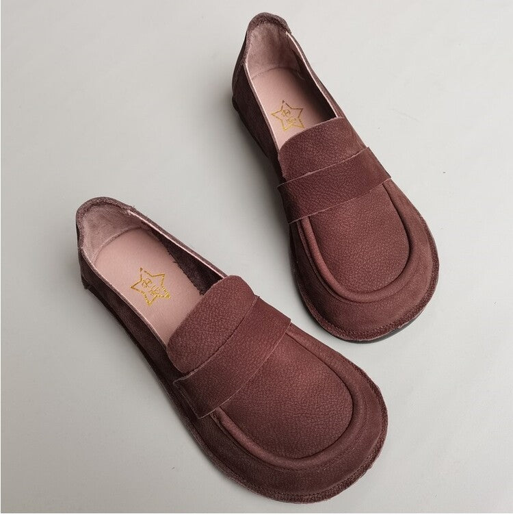 Women's Casual & Comfortable Handmade Wide-Toe Box Slip-On Loafers