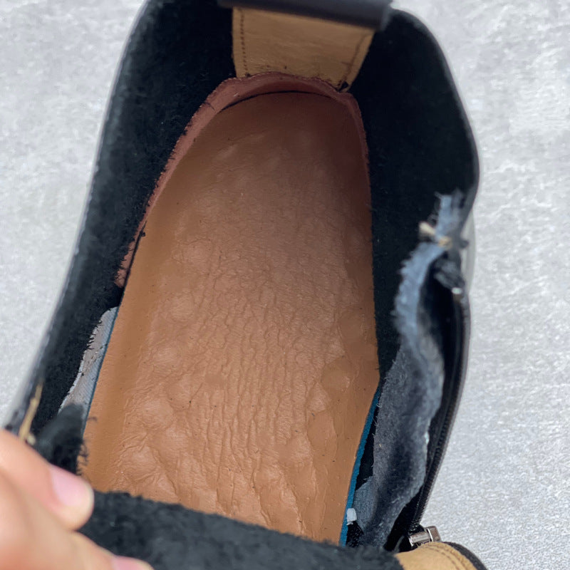 Women's Vintage Leather Platform Ankle Boots – Lace-Up Zipper Style