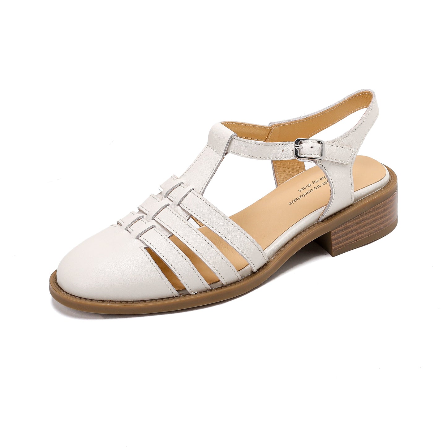 Women's Hand-woven Leather Sandals - Breathable Fisherman Mary Janes - 3.5cm Heel