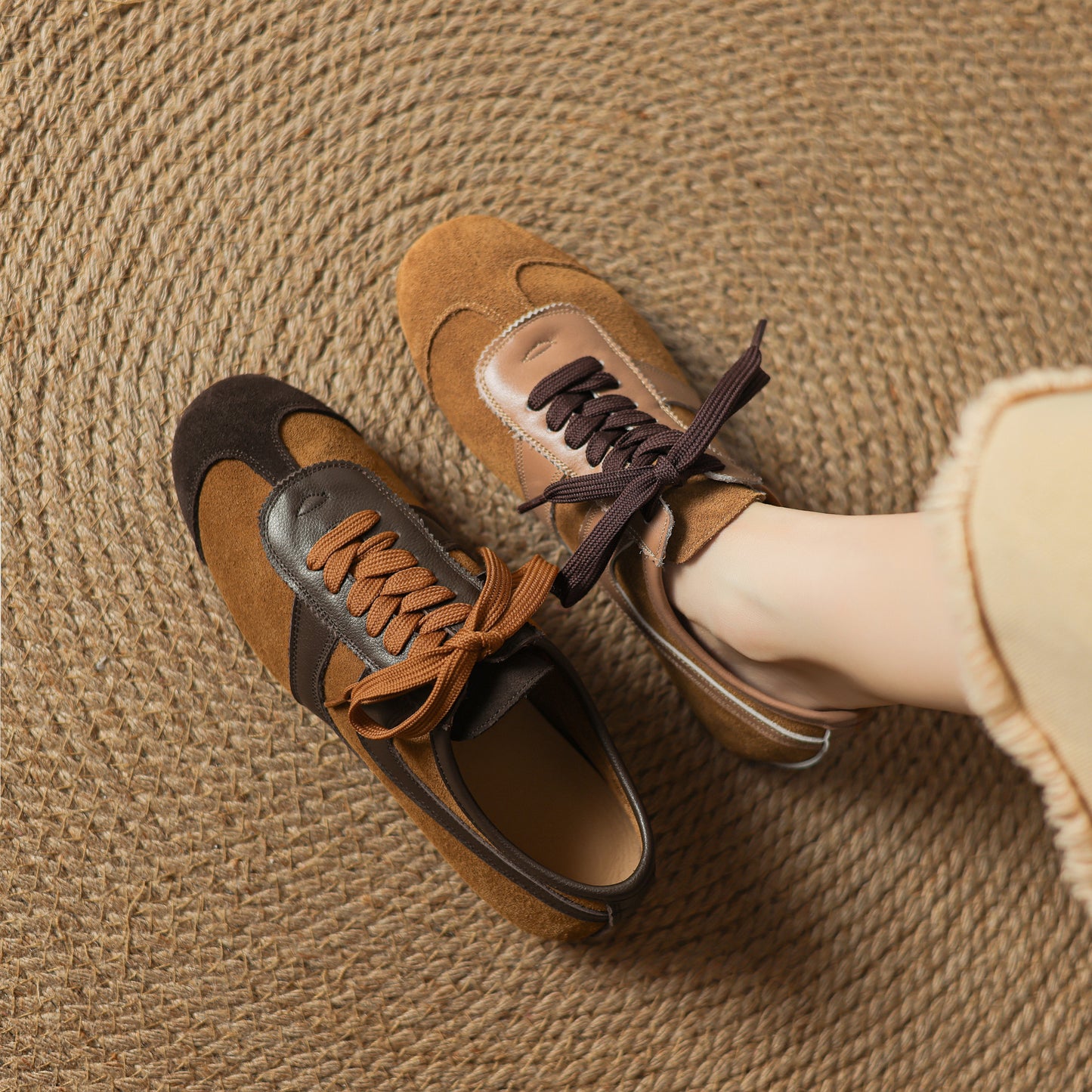 Women's Flat Cow Suede Lace-Up Soft Comfortable German Army Trainers