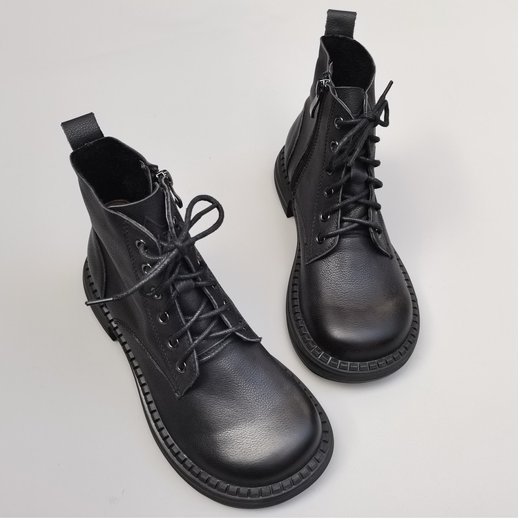 Wide-toe Box Handmade Genuine Leather Ankle Boots Casual Comfortable Women's Shoes