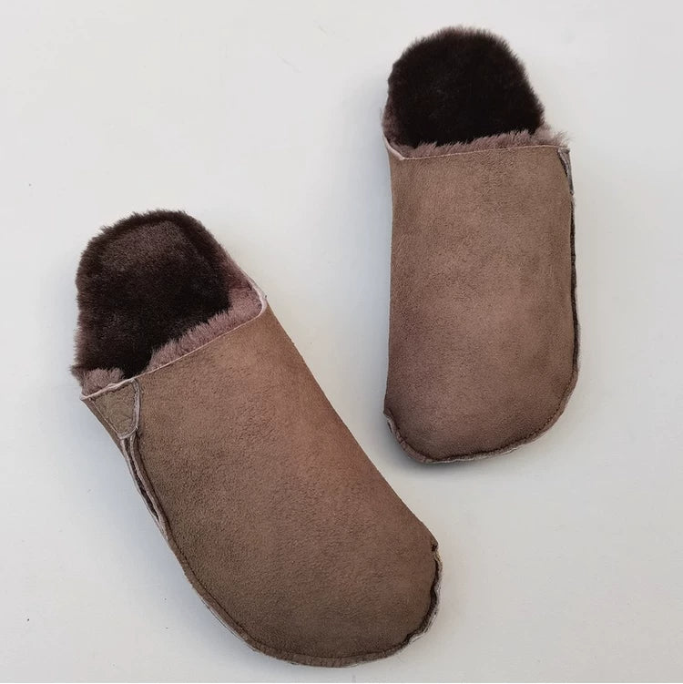 Women's Genuine Shearling Mules Winter Warm Fur Lined Slip On Slippers Clogs