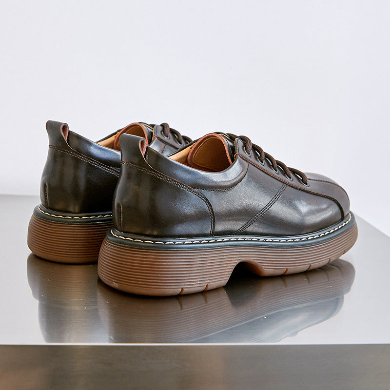 Womens Platform Oxfords Lace Up Flats Leather Shoes