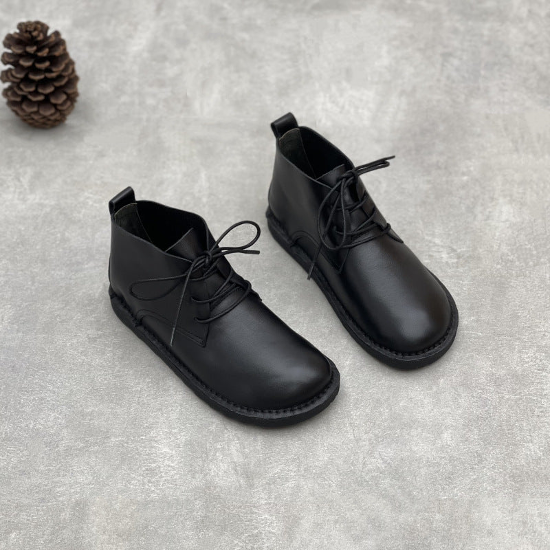 Women's Minimalist Leather Lace-Up Ankle Boots – Everyday Style