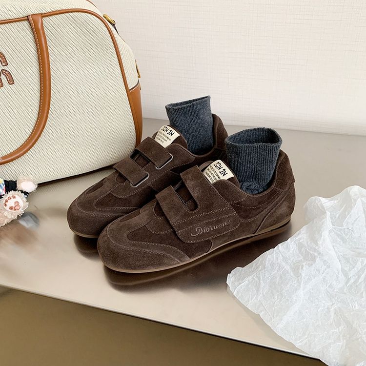 Women's Retro Cow Suede Casual Velcro German Army Trainers