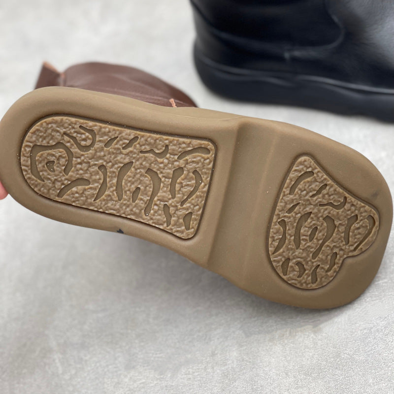 Fur Lined Leather Winter Boots for Women – Side Zip Short Ankle Design