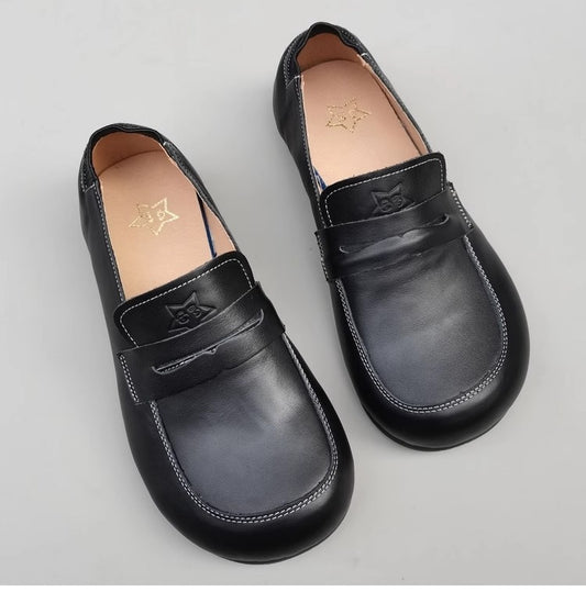 Genuine Leather Women's Flats with Wide Fit & Big Toe Box