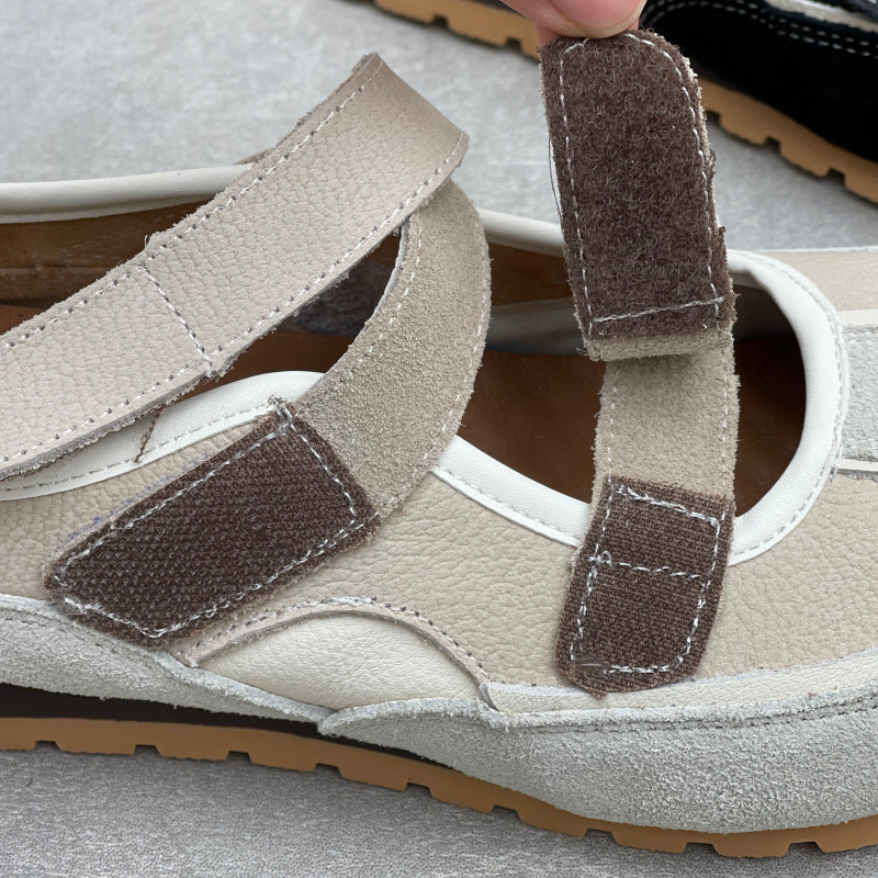 Women’s Cute Leather Mary Jane Sneakers – Casual Velcro Strap Comfortable Shoes