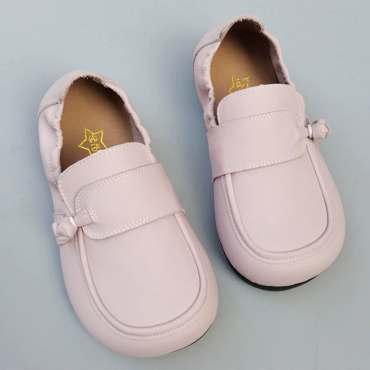 Women's Wide Toe Box Genuine Leather Loafers Soft Flat Slip On Comfort Shoes