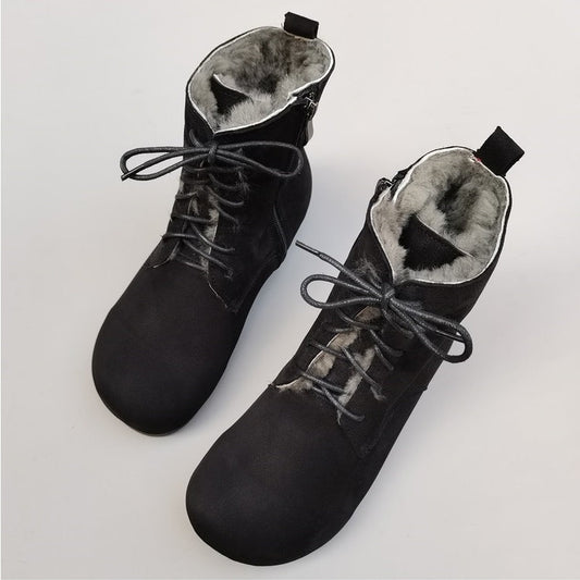 Women's High-Top Winter Boots – Vintage Handmade Cowhide Warm & Comfortable