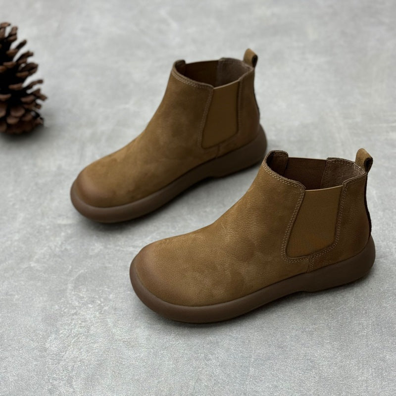 Genuine Leather Vintage Soft Leather Chelsea Style Women's Ankle Boots