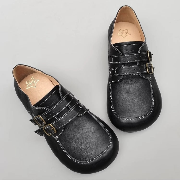 Women's Retro Square Toe Casual Buck Flat Loafers for Wide Feet