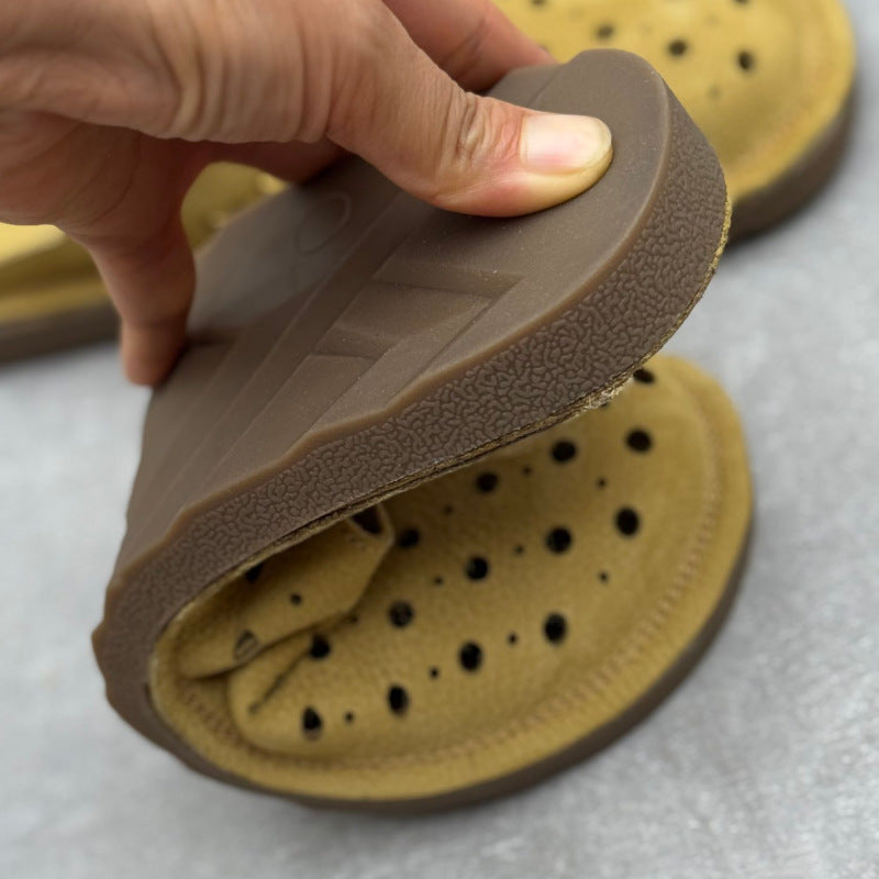Women's The Laser-Cut Air All-Cowhide Unlined Mules - Lightweight Round Toe Flat Slides