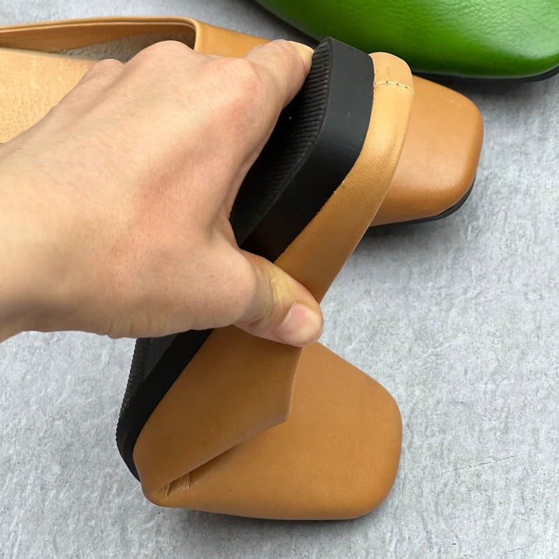 Women's Handmade Leather Closed Toe Comfort Mule Shoes