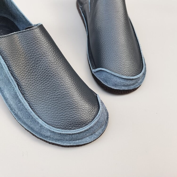 Women's Men's Handmade Genuine Leather Slip-on Minimalist Soft Walking Flat Shoes