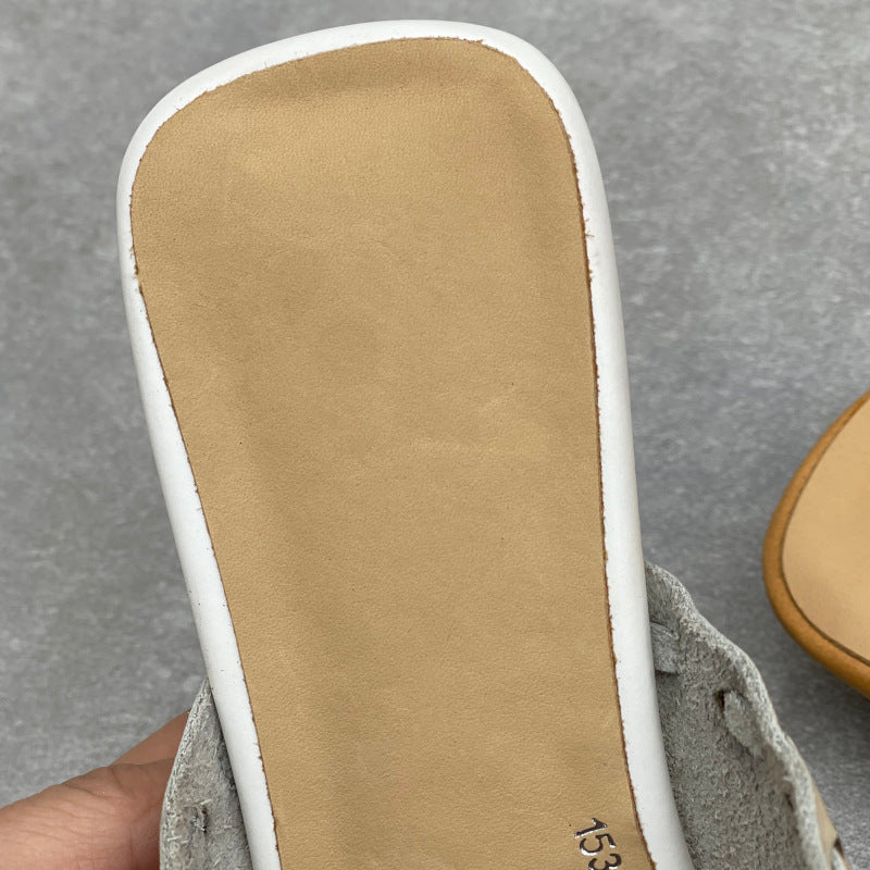 Women's Embossed Leather Mules – Vintage Bohemian Pointed-Toe Floral Slides