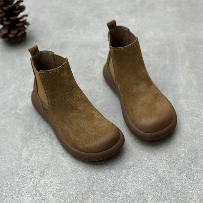 Genuine Leather Vintage Soft Leather Chelsea Style Women's Ankle Boots