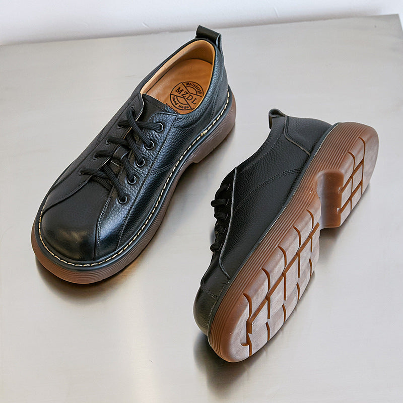 Womens Platform Oxfords Lace Up Flats Leather Shoes