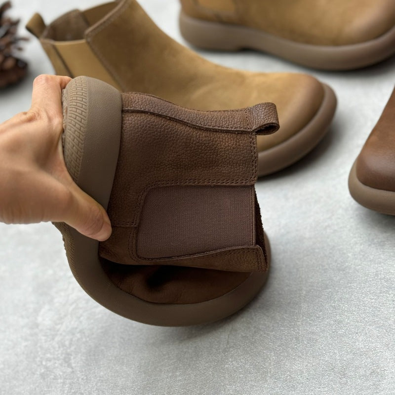 Genuine Leather Vintage Soft Leather Chelsea Style Women's Ankle Boots