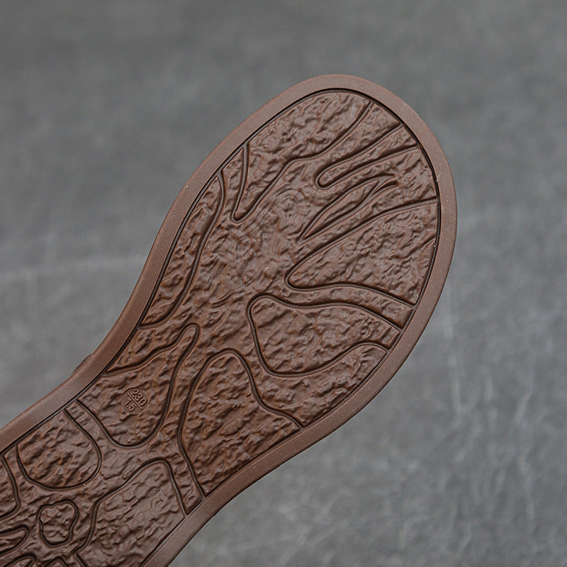 Women's Comfortable Leather Ankle Boots – Low Heel with Side Zipper