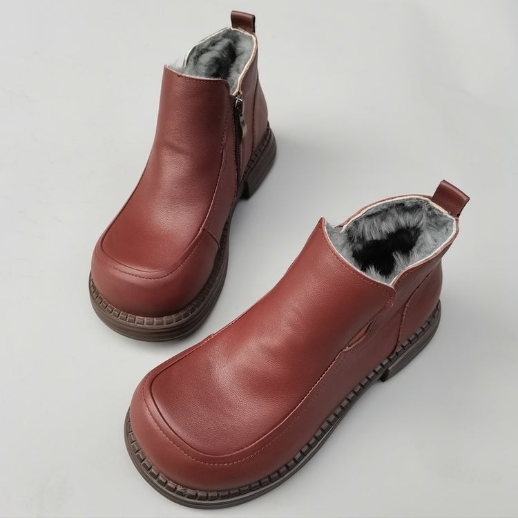 Women's British-Style Wide Toe Derby Boot – Wool Plush, Comfortable Fit