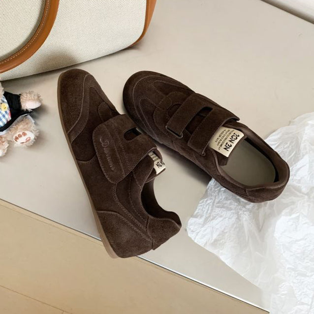 Women's Retro Cow Suede Casual Velcro German Army Trainers