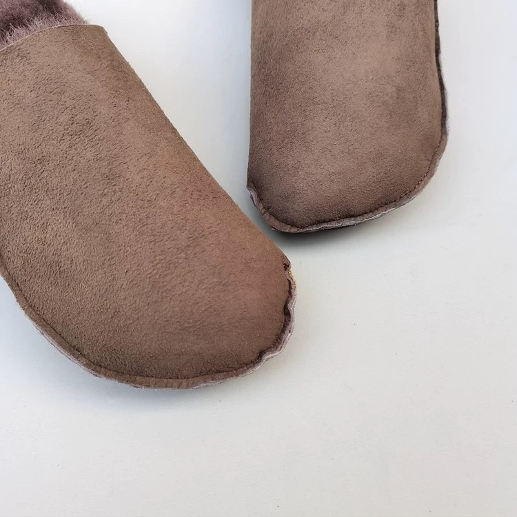 Women's Genuine Shearling Mules Winter Warm Fur Lined Slip On Slippers Clogs